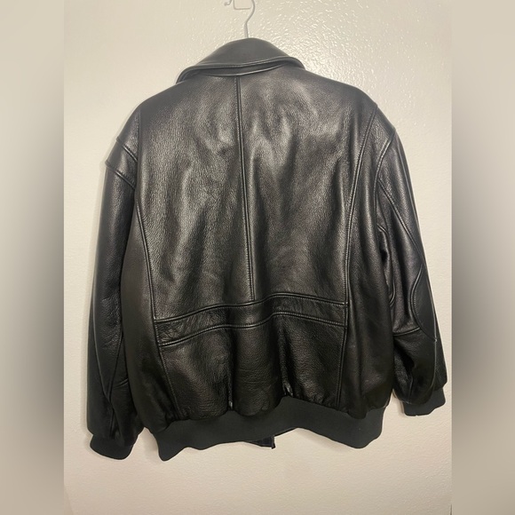 ANDREW MARK Men’s Vintage classic leather black bomber jacket size XL Aviator - Picture 2 of 8